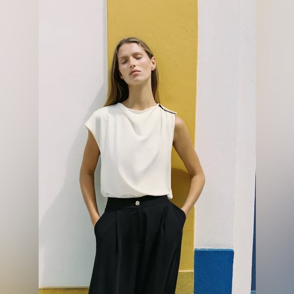 Zara Shoulder Button Blouse | NWT